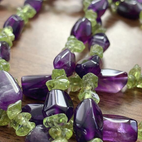 Signed Jay King DTR Amethyst Peridot Sterling Silver Multi Strand Necklace - Picture 13 of 16